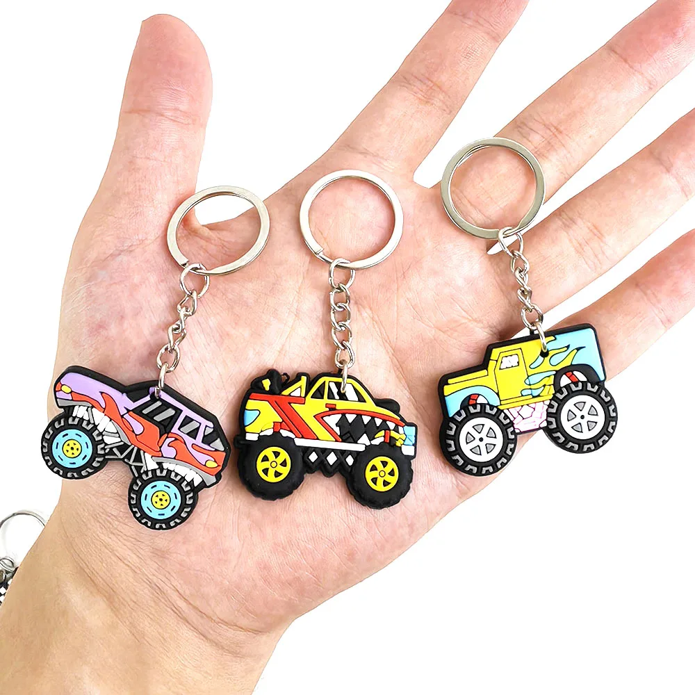 6/12/18/24 stücke Monster Truck Party Schlüssel bund Monster Truck Geburtstags feier liefert Schlüssel ring Silikon Auto Truck Party begünstigt Dekor – Detail 2