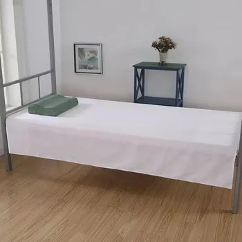 학생용 솔리드 화이트 플랫 시트, 폴리에스터 침구 시트, 샌딩 플랫 침대 시트, 120x210cm
