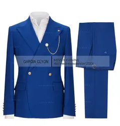 Smoking casual slim fit masculino para casamento, blazer e calças, lapela de entalhe, liso, novo, 2 peças, 2024