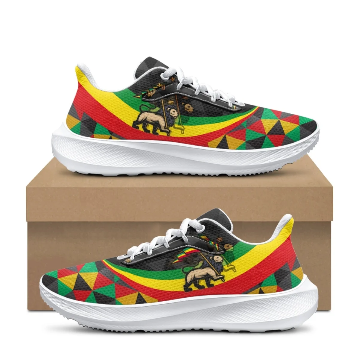 INSTANTARTS Rasta Rastafari Lion Of Judah Design Wear Resistance Running Shoes Unisex Non-Slip Mesh Sport Shoes Outdoor Tennis