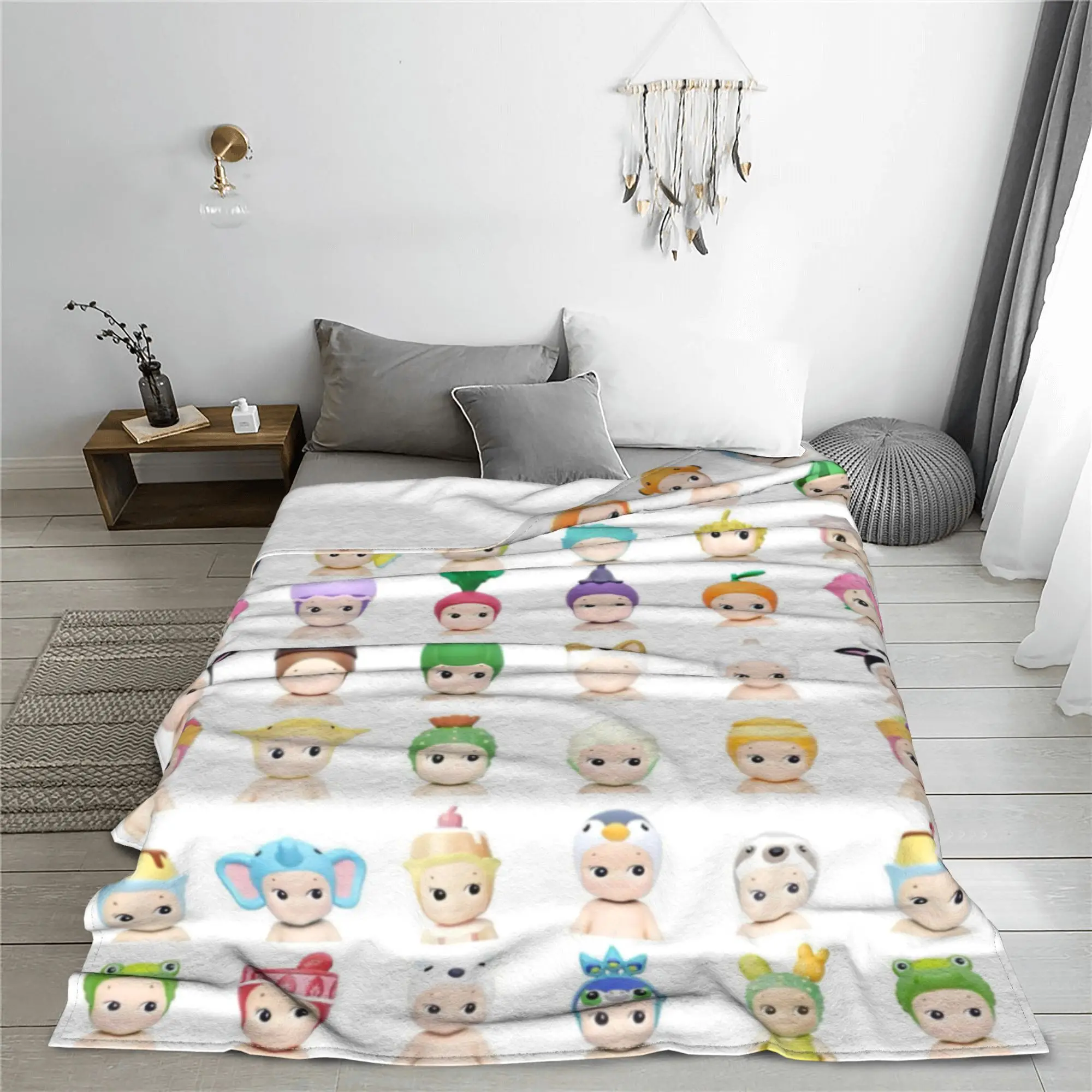 Bunny Sonny Angels Cartoon Blanket Cover Cute Smile Wool Throw Blankets Decoration Lightweight Multifunction Plush Thin Quilt