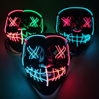 LED Dual Color Glowing Masks Halloween Neon Light Led Toy Mask Black V-shaped Luminous Mask Glowing Mask Cosplay Costume Supplie