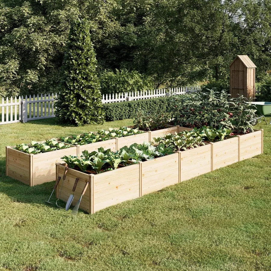 

Raised Garden Bed for Outdoor Eleven GridsDeep Large Planter Box for Gardening Vegetables Flowers Herbs 7.5× 14.8× 1.6FT