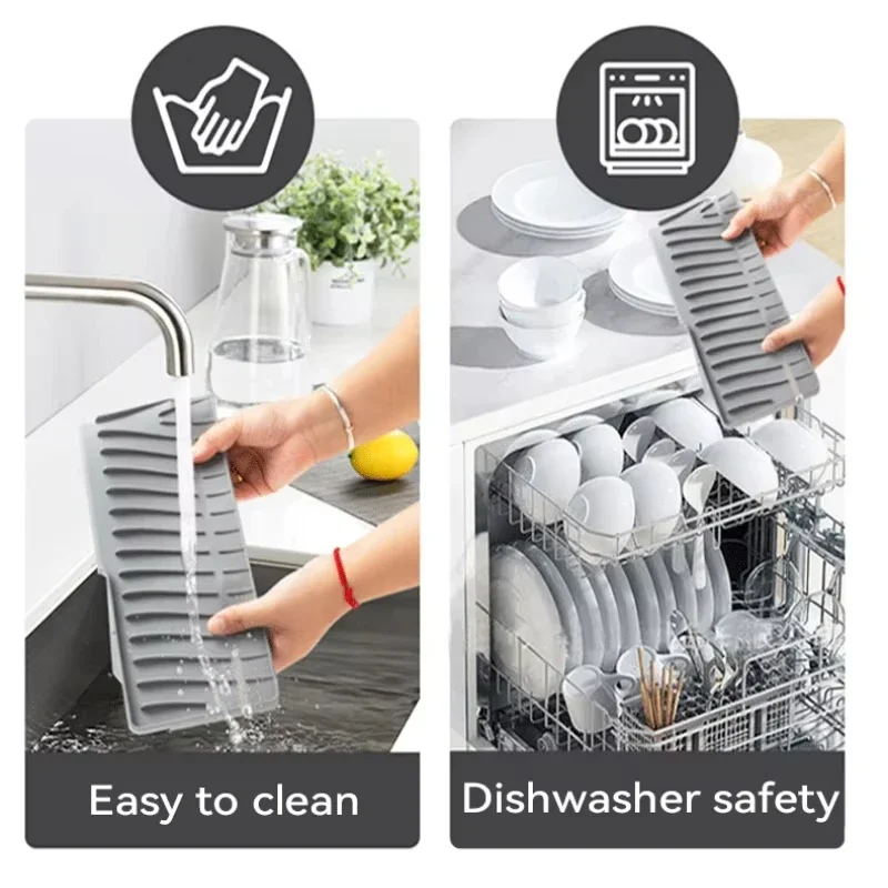 Foldable Silicone Sink Splash Guard Narrow Edge Drain Pad for Kitchen Sinks Bathroom Sink Protector Silicone Sink Splash Guard