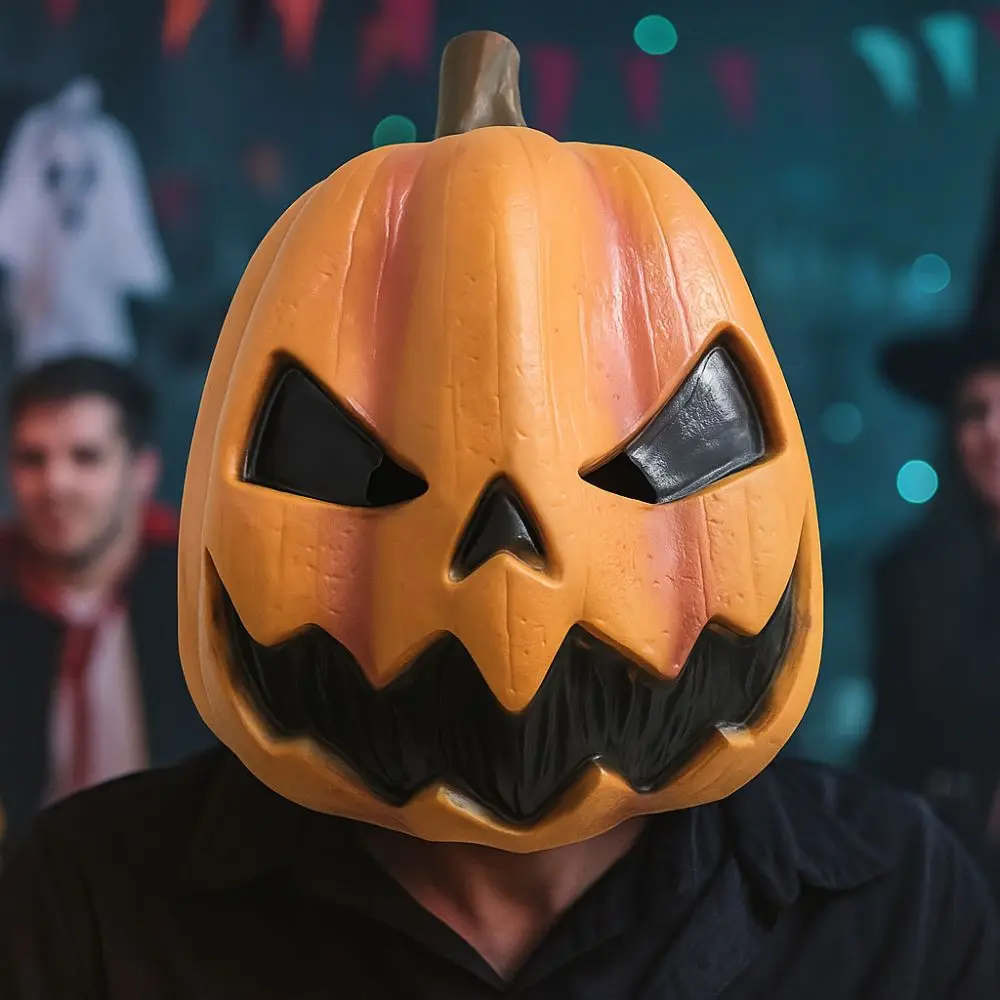 اللاتكس هالوين اليقطين قناع رأس غطاء الرأس خدعة أو علاج قناع Jackolantern تنفس الجدة قناع تنكر فستان بتصميم حالم