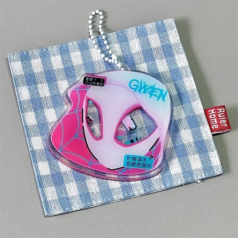 Marvel Spider Man Gwen Parallel Universe Shaker Cartoon High-Value Acrylic Keychain School Bag Decoration Funny Pendant Toy Gift