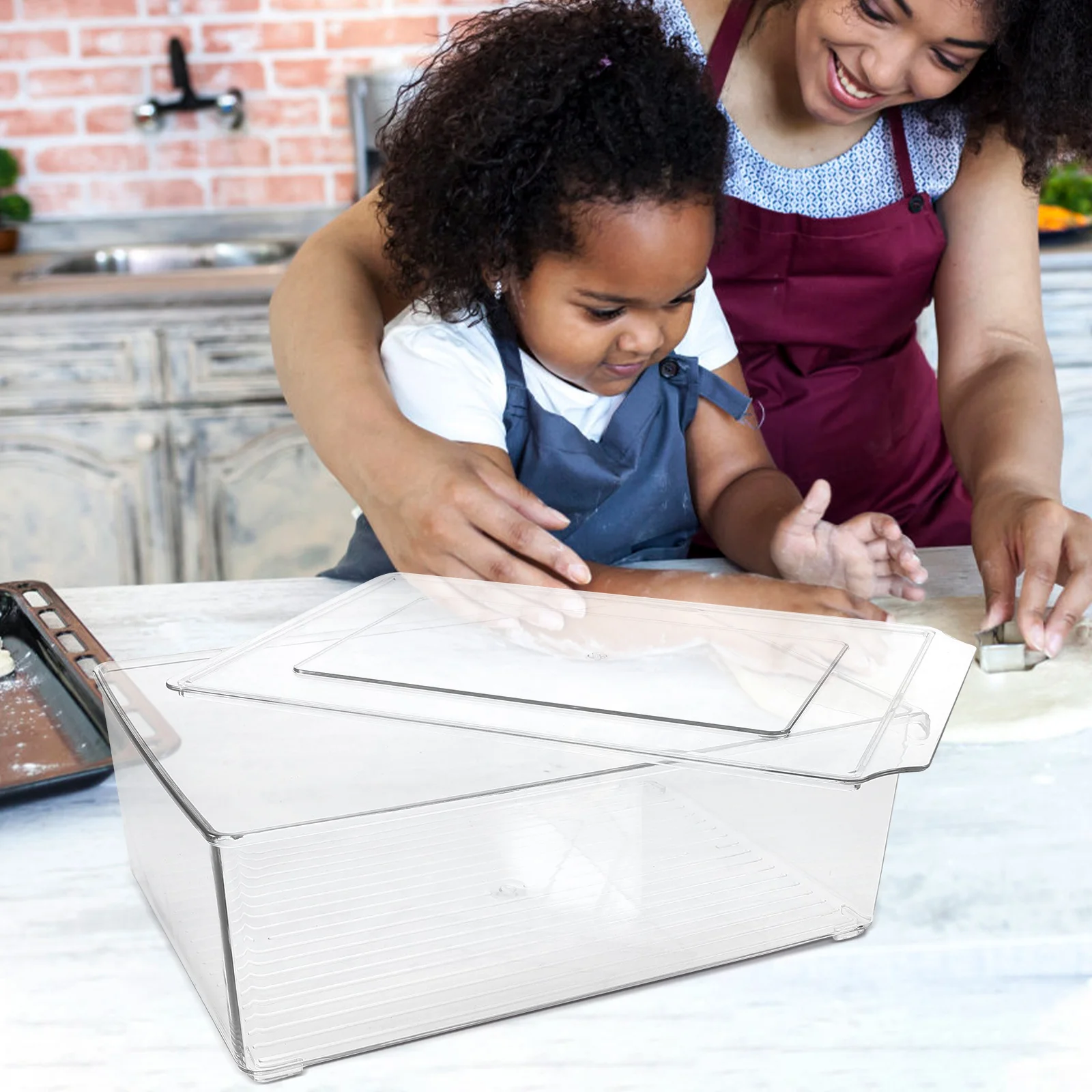 

Fermentation Box 30x20.5x10cm Transparent Food Grade Reusable Fridge Storage Bin for Bread Pizza Fruit Vegetable