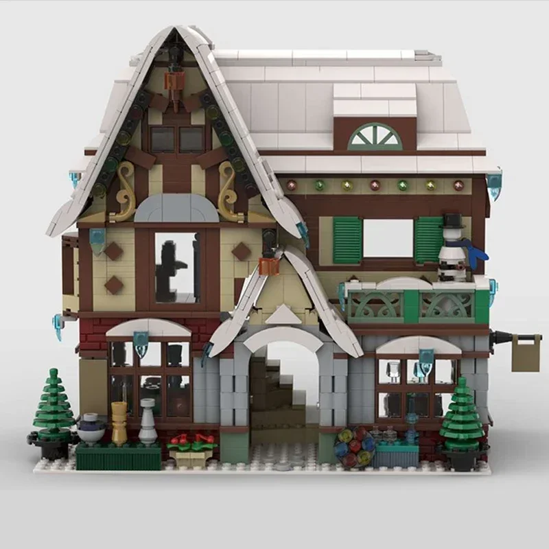 MOC-Blocos de Construção de Winter Village Crafts Center, Modelo Modular, Tecnologia Brick, Montagem DIY, City Street View, Holiday Gift