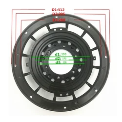 1pc 12 Inch Car Subwoofer Aluminum Alloy Frame Basket Outer Diameter 312mm Die cast Speaker Basin Repair Accessories