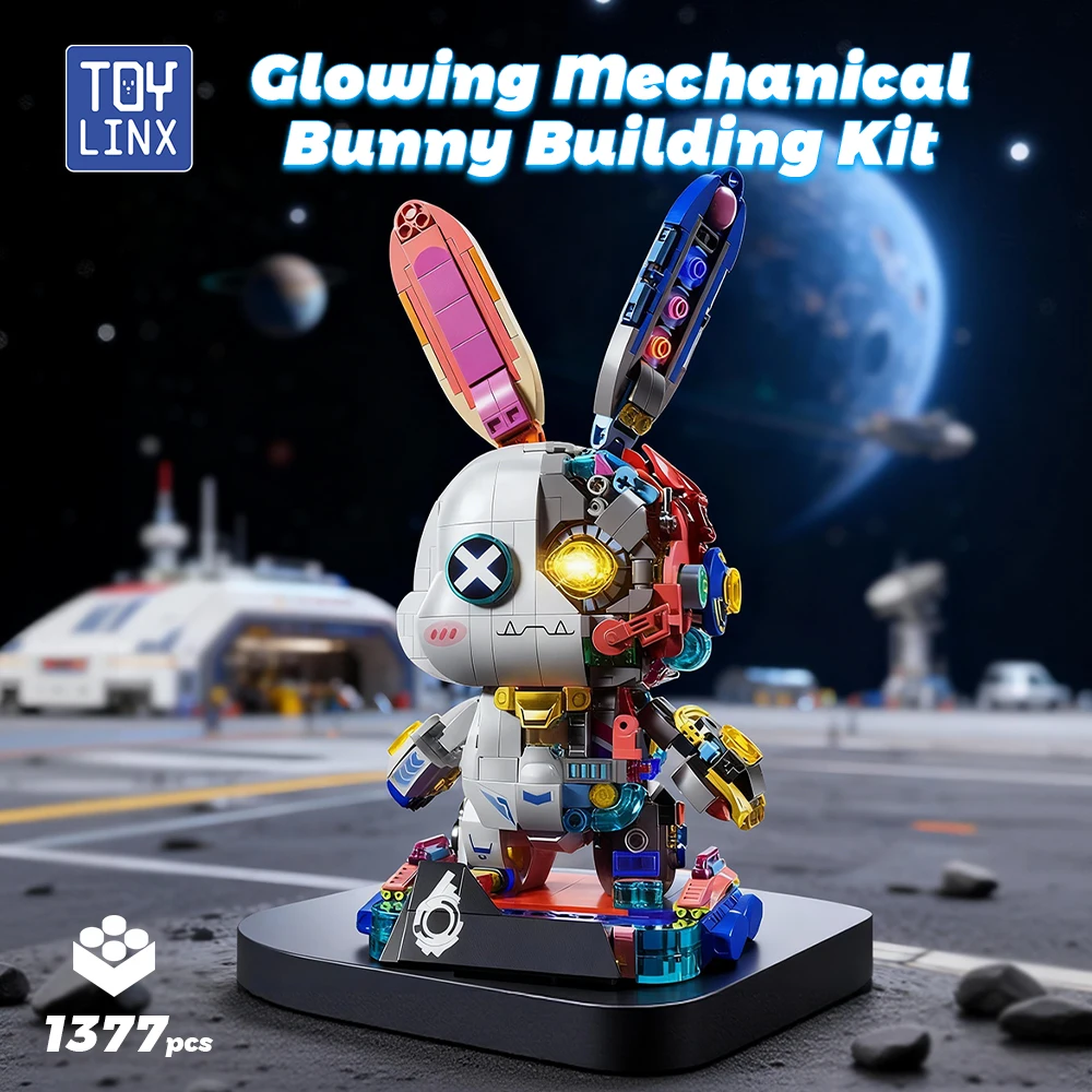 

Креативный светящийся конструктор «Кибер-кролик» (1377 деталей), сборная модель-меха, игрушка-конструктор для взрослых и подростков, коллекционная