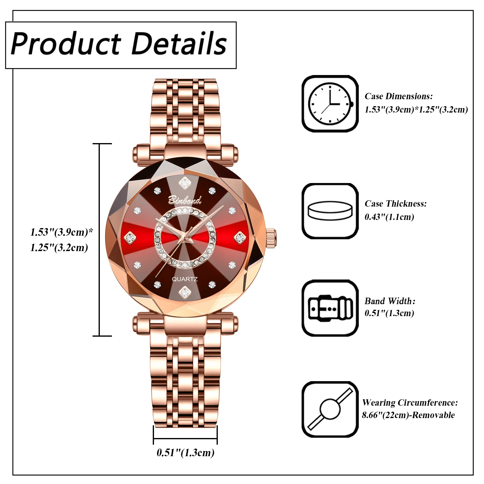 LANCARDO นาฬิกาควอทซ์ของผู้หญิง Ocean Heart กระจกตัดหลายมุมนาฬิกากันน้ําหน้าปัดเพชรสายสแตนเลสแบบถอดได้