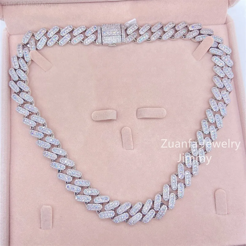 

Custom Unique Design Bling Shining 13mm White Gold Color Vvs1 Moissanite Diamond Miami Cuban Link Chain