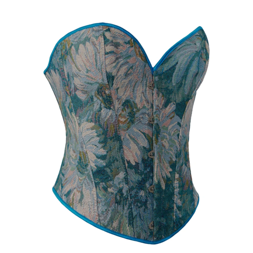 Becirzet Vintage Korsett Taillenformer Shapewear Mehrfarbige Blumen Bustier Top Schnürung Schlankmachende Damenbekleidung – Detail 25