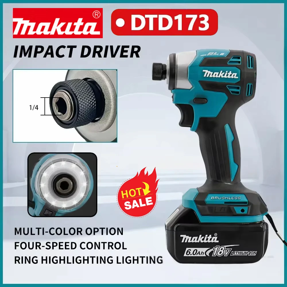 

DTD173 Makita battery 1800rpm Brushless Electric screwdriver Impact Driver 180Nm Electric Drill Wood/Bolt/T-Mode For Makita 18V