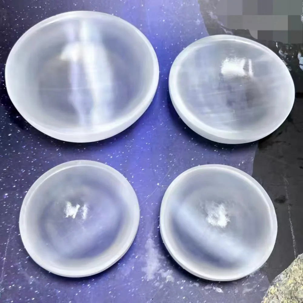 Natural Selenite Bowl, White Quartz Crystal Gypsum Bowl, Mineral, Reiki, Healing, Degaussing view 5