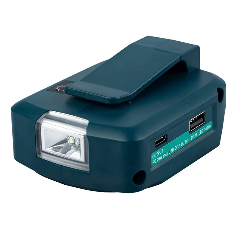 New-For Makita ADP05 14.4V/18V Lion Battery USB/Type-C Converter Port With LED Light Spotlight Outdoor Light For Makita