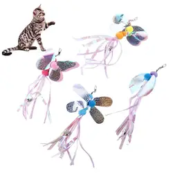 1PC Cute Honeybee Dragonfly with Bell Cat Stick Toy Cat Teaser Accessories Cat Teaser Wand Refill Cat Stick Replacement Head