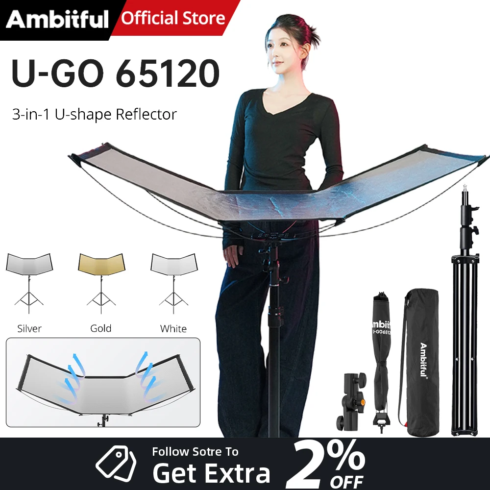 

AMBITFUL 3in1 U-Type Light Diffuser Reflector Kit 280cm KS-280 Air Cushion Light Stand Floor Light Stand U Shape Kit UGo 65120