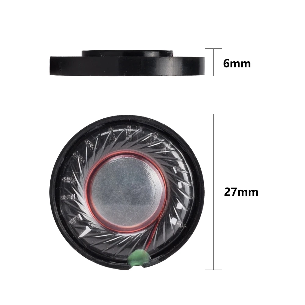 27mm Speaker Repair Parts Headphone Speaker Unit Headset Driver 32ohm 113DB HIFI Headphone Mini Loudspeaker Unit 2 Pcs