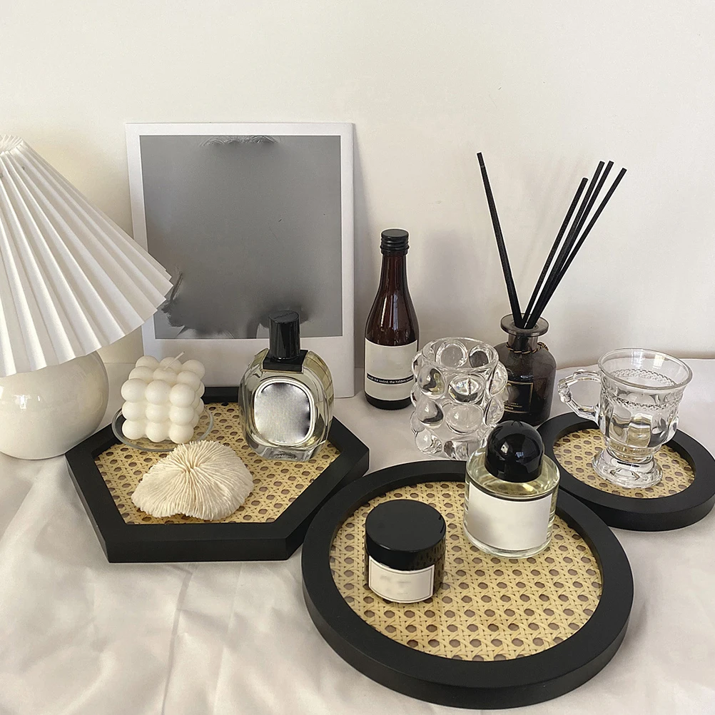 

Creative Woven Desktop Organizer Food Serving Plate Storage For Home Decor Snack Holder Fruit Tray Photography Prop Household