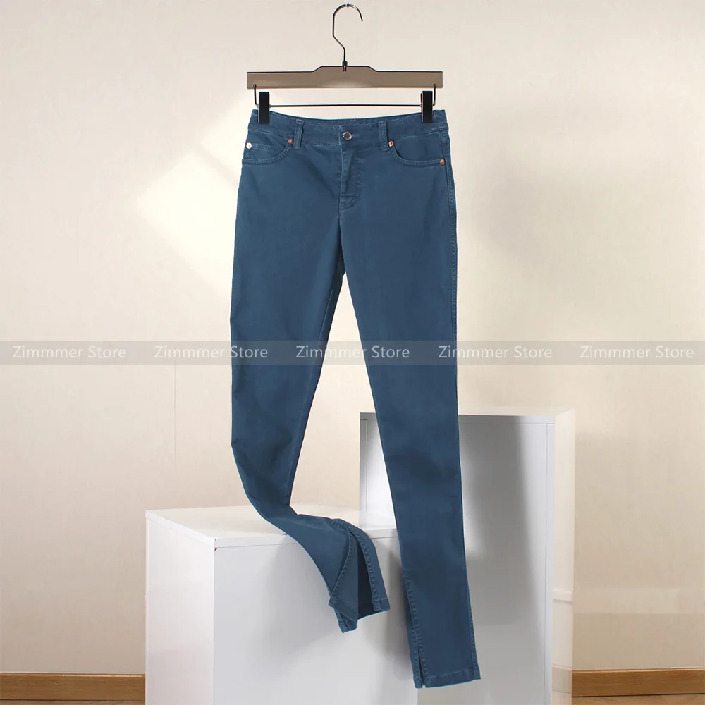 

Small foot jeans female niche fashion new foot opening inside slit Slim show leg length soft skinny low waist trousers