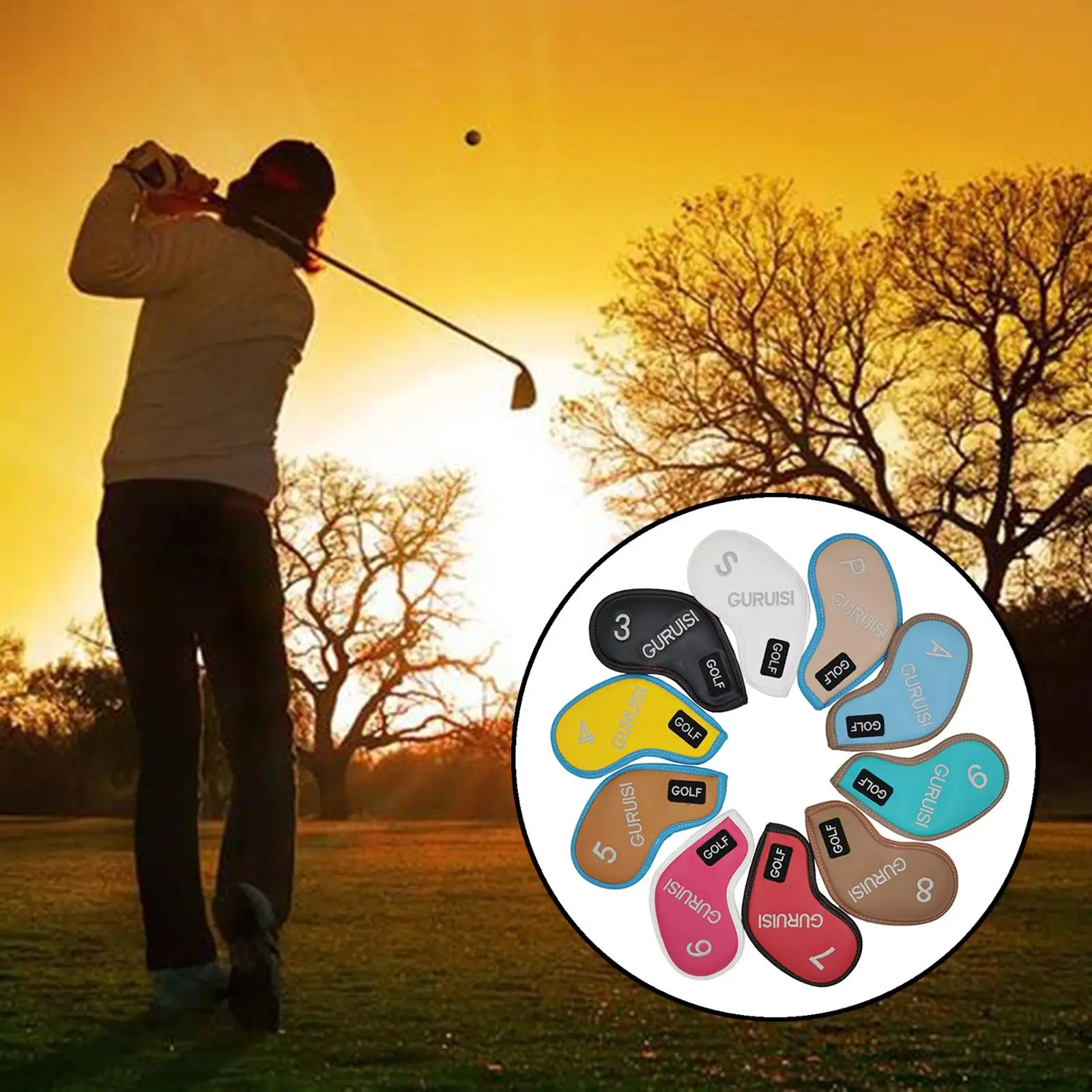 10 piezas de cubierta de golf para conductor bordado de cuero sintético A / P / S para todos los hombres