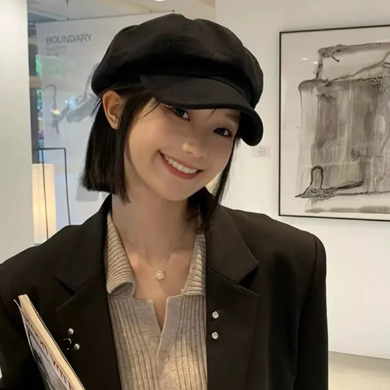 Women‘s Winter Vintage Berets Caps French Artist Warm Waffle Hat Female Solid Octagonal Hats Fashion Casual Autumn Cap