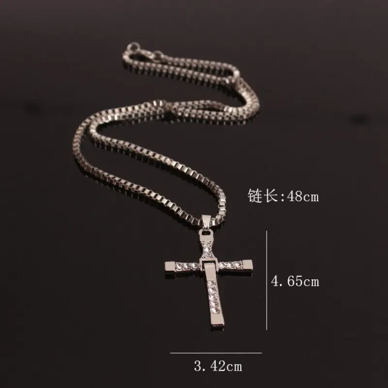 Hip Hop Rhinestone Cross Pendant Necklace for Men Women Punk HipHop Fashion Gift Jewelry