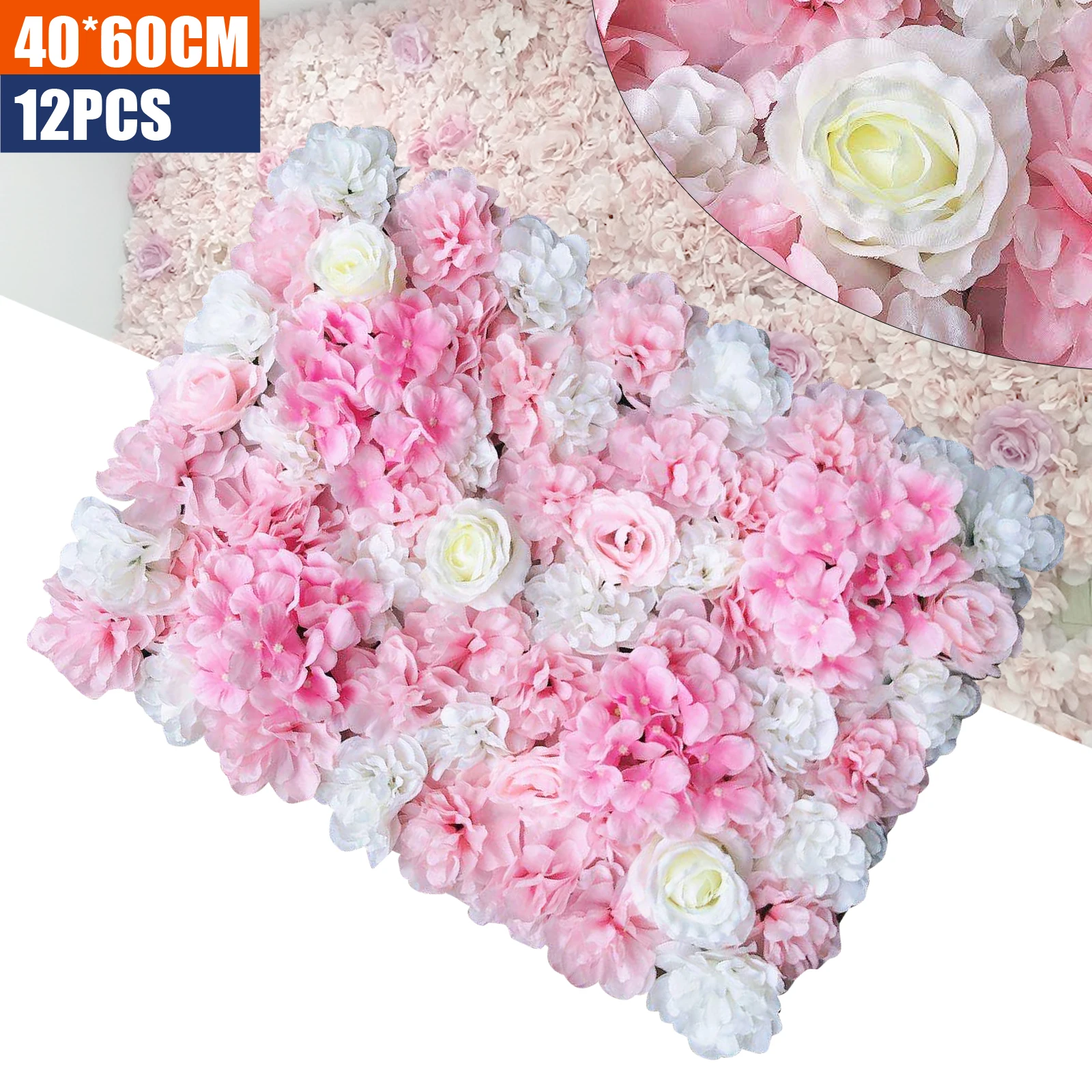 

12pcs Pack Rose Hydrangea Artificial Flower Wall Panel Wedding Background Decoration New