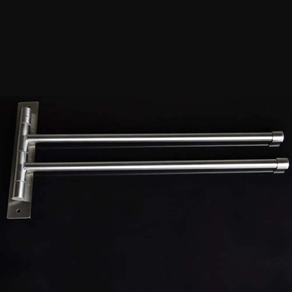 

Stainless Steel 2 Rods Towel Rack Wall Mount Rotatable 180 Degree Swing Bathroom Kitchen Organizer Holder Rustproof Towel Holder