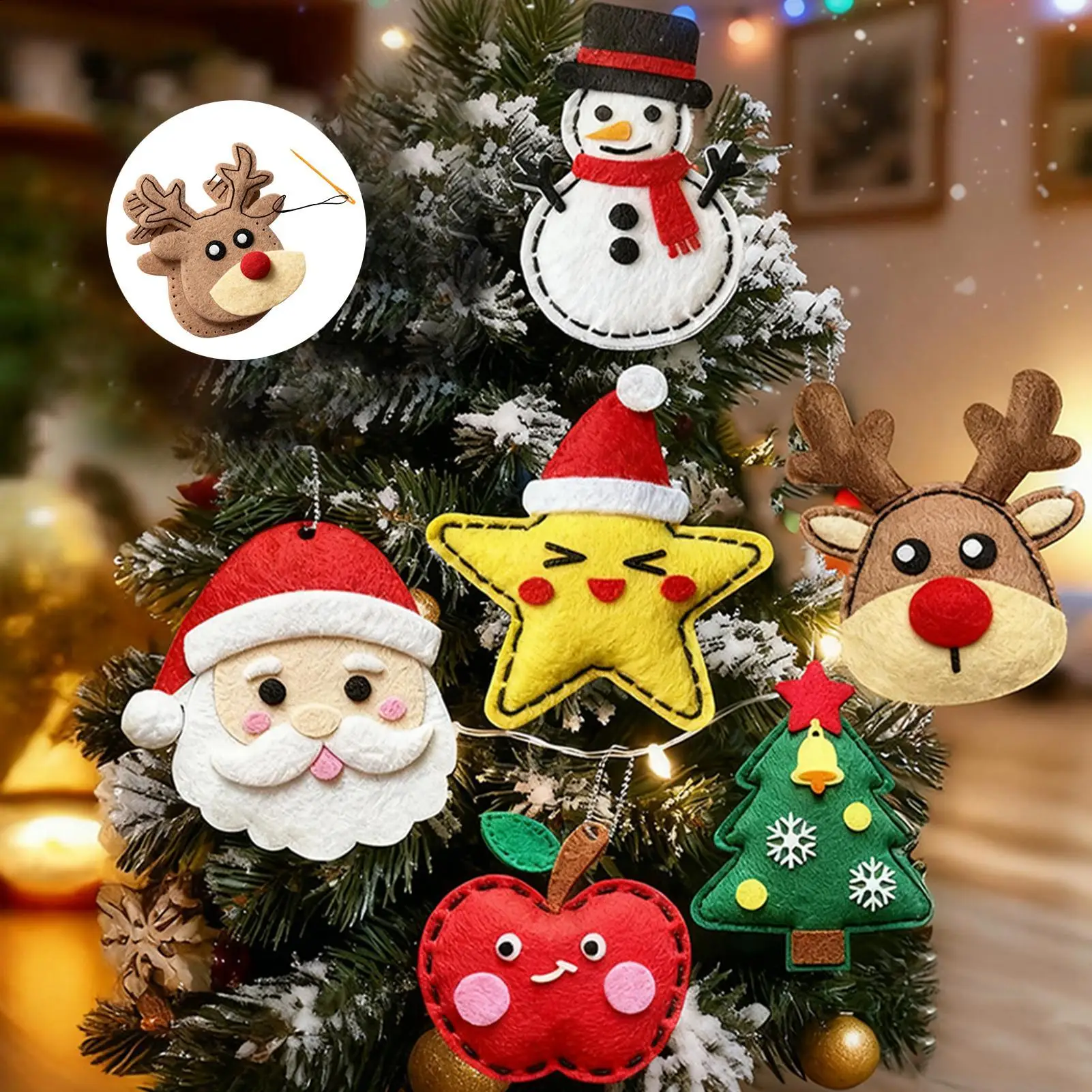 女の子向けソーイングキット クリスマスツリーオーナメント6個作成 楽しいクリスマスソーイング 幼稚園・保育園のアクティビティ ホリデーウィンドウパーティー