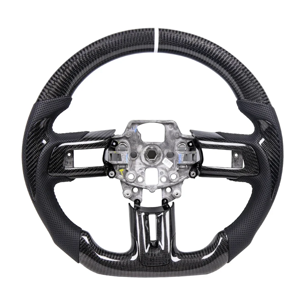 Real Carbon Fiber Steering Wheel Fit For 2015-2017 Mustang EcoBoost GT Shelby-Mustang GT350 GT350R 2.3L 5.0L