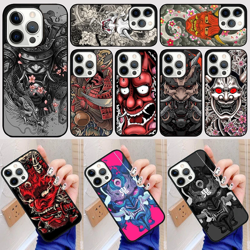 Japanese Oni Hannya Demon Mask cool Phone Case Back Cover for iPhone 15 SE2020 14 13 11 12 Pro Max mini XS XR X 8 Plus 7 6 Coque