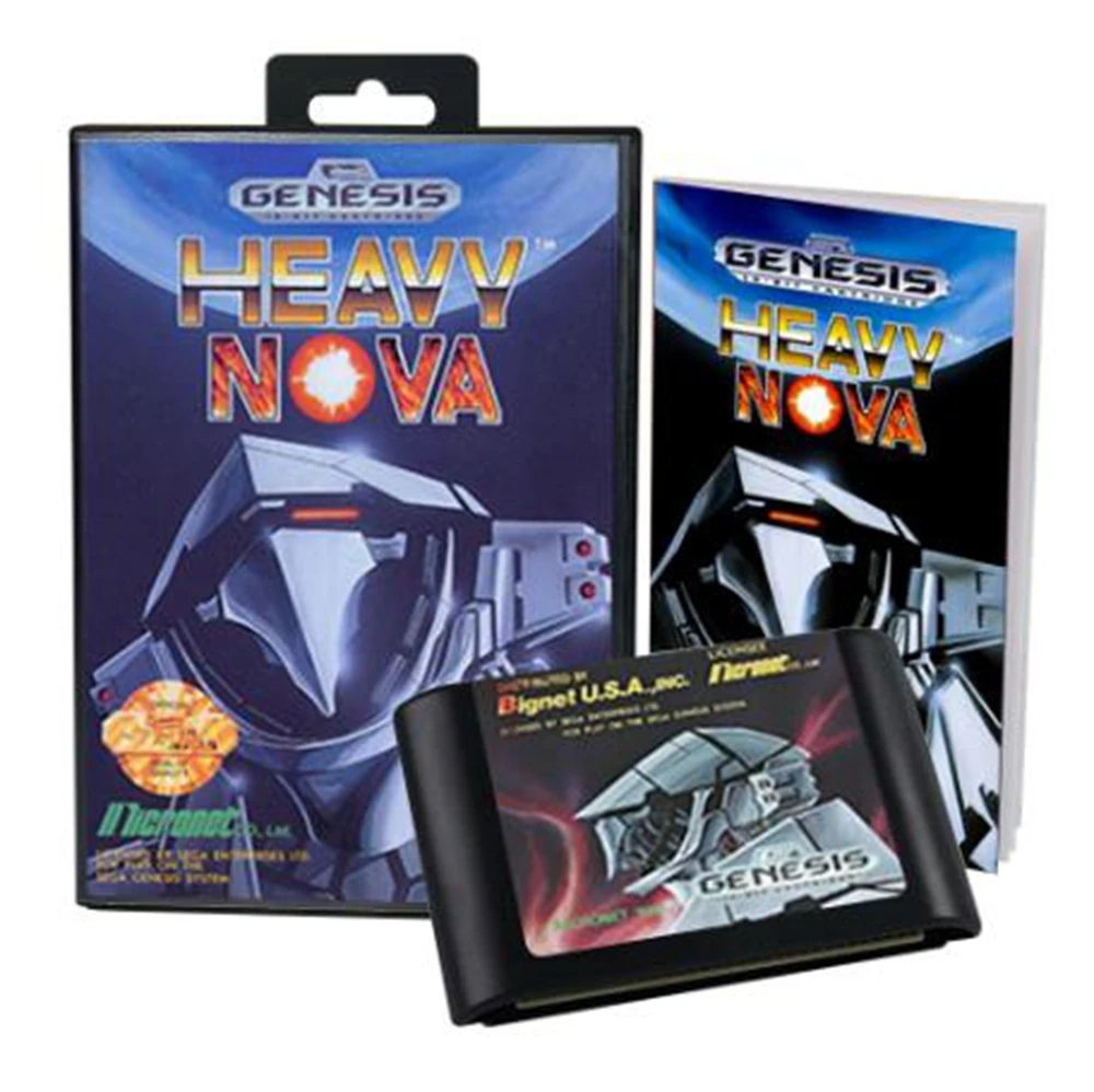 Heavy Nova with Box and Manual for 16 Bit Sega MD Game Cartridge Megadrive Genesis System