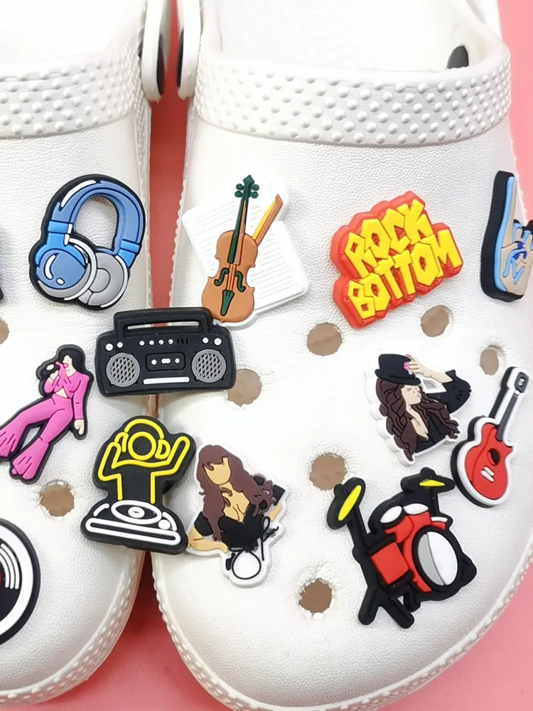 Rock Music Shoe Charms Colorful PVC Buckle Decorations Garden Shoes Diy Accessories Funny Clog Ornaments Adult Kids Decor Gifts