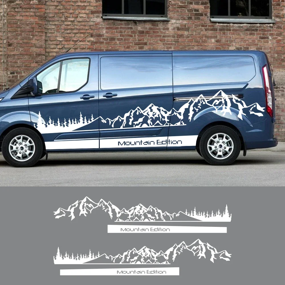 Car Stickers For Ford Transit Tourneo Custom Mk6 MK7 MK8 Tuning Accessories Camper Van Door Decor Mountain Graphics Vinyl Decals