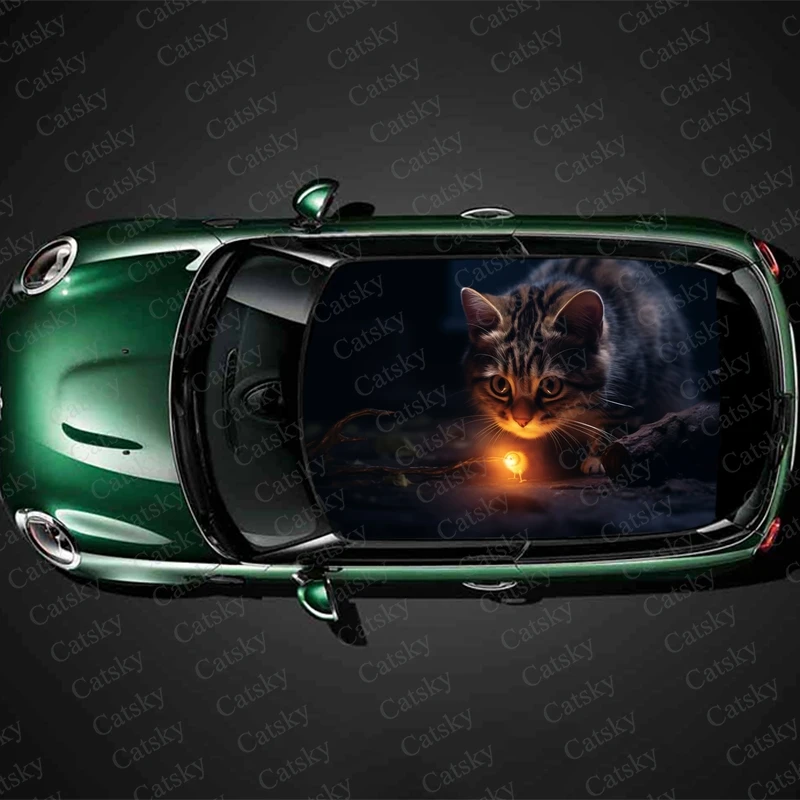 

cat animal cute Car roof sticker wrap racing SUV accessories packaging painting PVC car accessories graphic decals