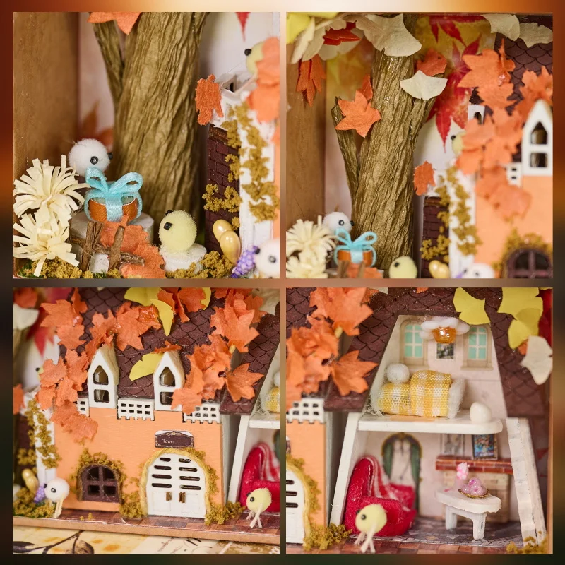 NIEUWE DIY Houten Miniatuur Model Kit Mini Box Casa Poppenhuizen 3D Puzzel Poppenhuis Met Meubels voor Vrienden Verjaardagscadeautjes