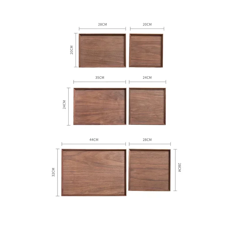 

Square Tray Solid Wood Pallet Japanese Black Walnut Tableware Food Plate Rectangle Kitchen Supplies Hotel Serving Serving Tray