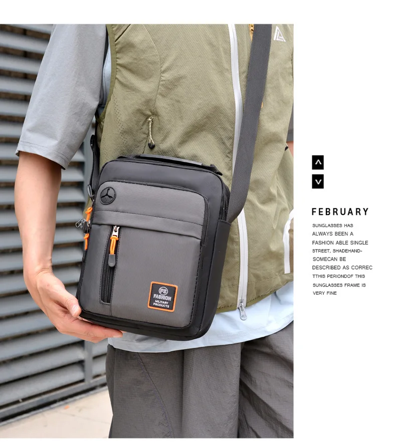 Geräumige Herrentasche, Umhängetasche, wasserdichter und abriebfester Rucksack mit mehreren Fächern, ideal für den Geschäftsalltag. – Detail 24