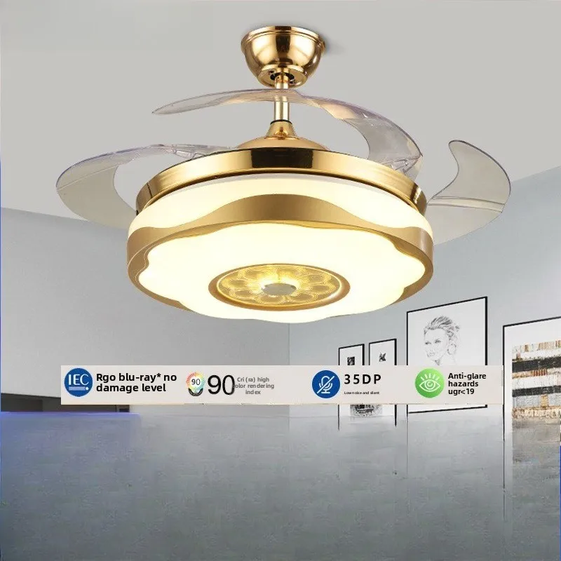 

Gold Invisible Fan Light Variable Frequency Ceiling Fan Light Dining Room Bedroom Living Room Main Light