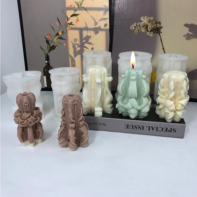 

3D Retro Column Candle Silicone Mold DIY Ancient Building Aromatic Soap Candle Making Resin Plaster Mould Gifts Craft Home Decor