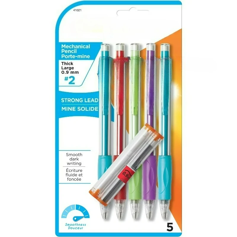 

Механические карандаши, 0,9 мм # 2 карандаша, разные цвета корпуса, 5 штук в упаковке