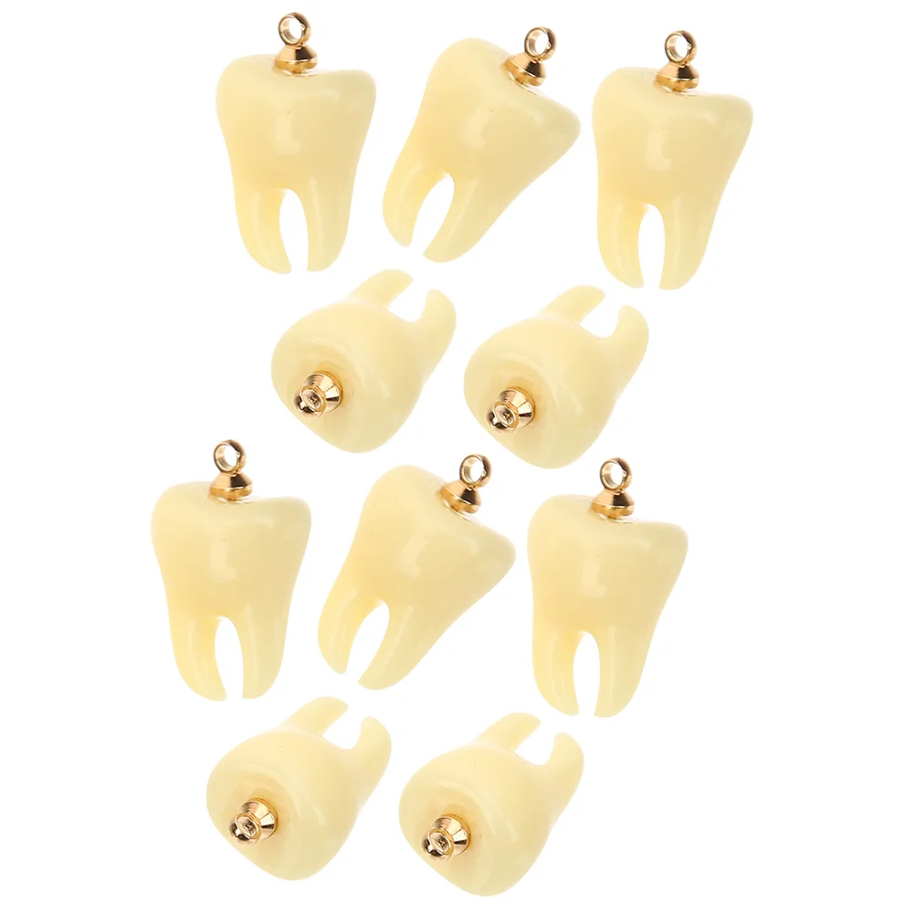 10 Pcs Tooth Shape Pendant Jewellery Teeth Charms Pendants Novelty Jewelry Bracelet for Resin Keychain Decorative Mini