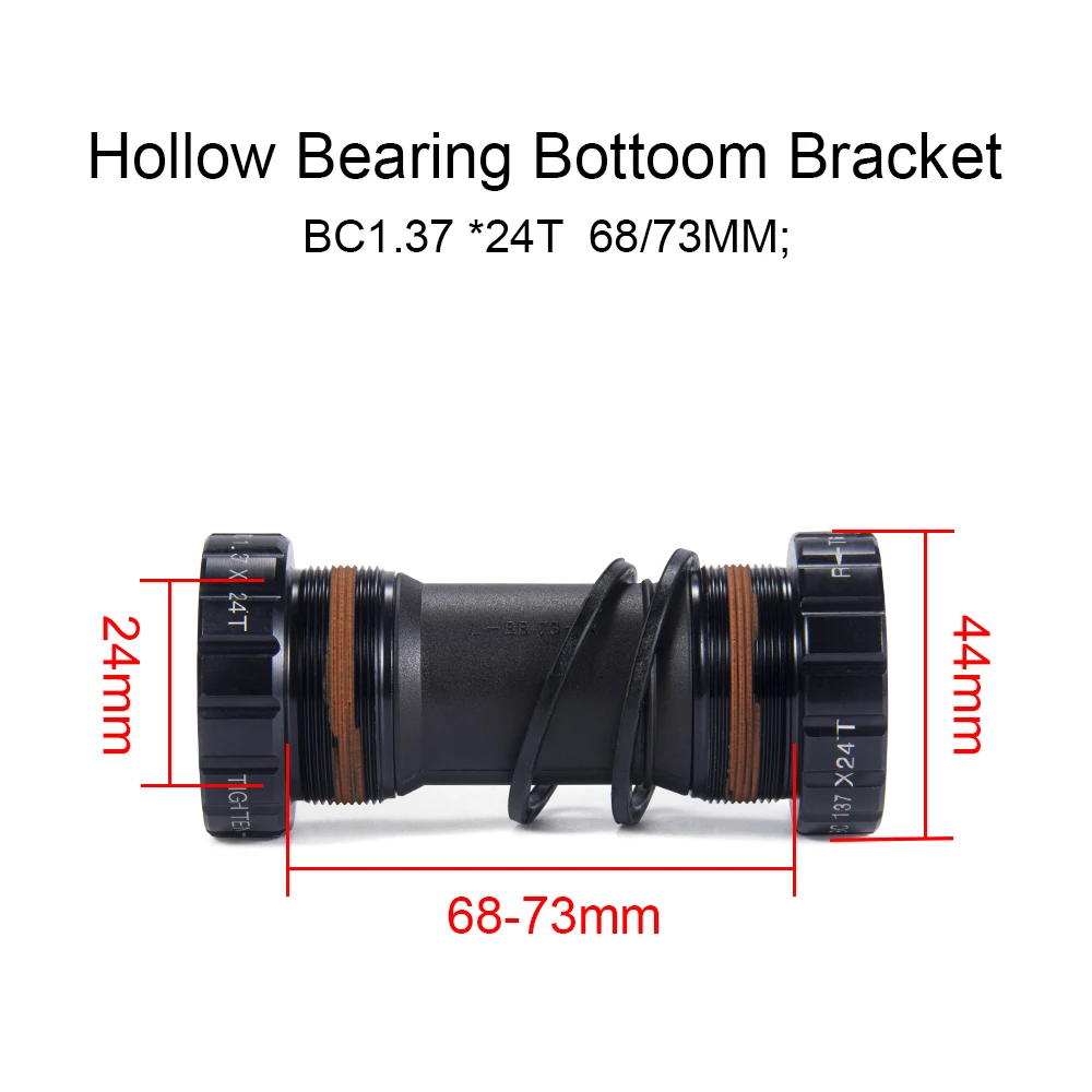 Bolany MTB Bicycle Crankset 104BCD Hollow Crank 170mm Integrated Crank  Chainring 22-36T/24-38T With Bottom Round Hole Crankset