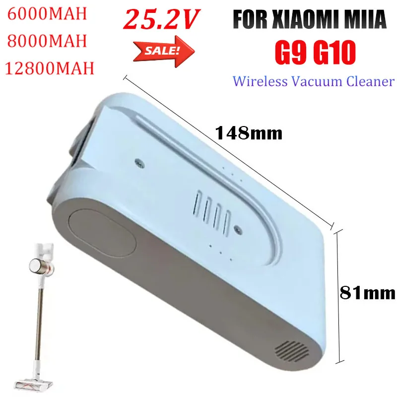 

2025 Original 25.2V 6000-12800mAh Rechargeable Lithium-Ion Battery Pack for Xiaomi Mijia Dreame G9 G10 Wireless Vacuum Cleaner