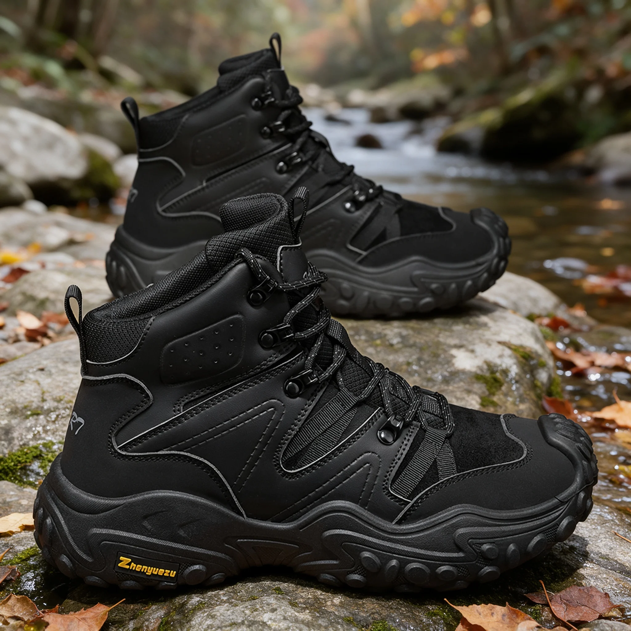 Men's High-Top Hiking Boots, Outdoor Off-Road Non-Slip Wear-Resistant Hiking Shoes, Ankle Protection, Anti-Collision, Long-Distance Mountain Climbing Work Boots