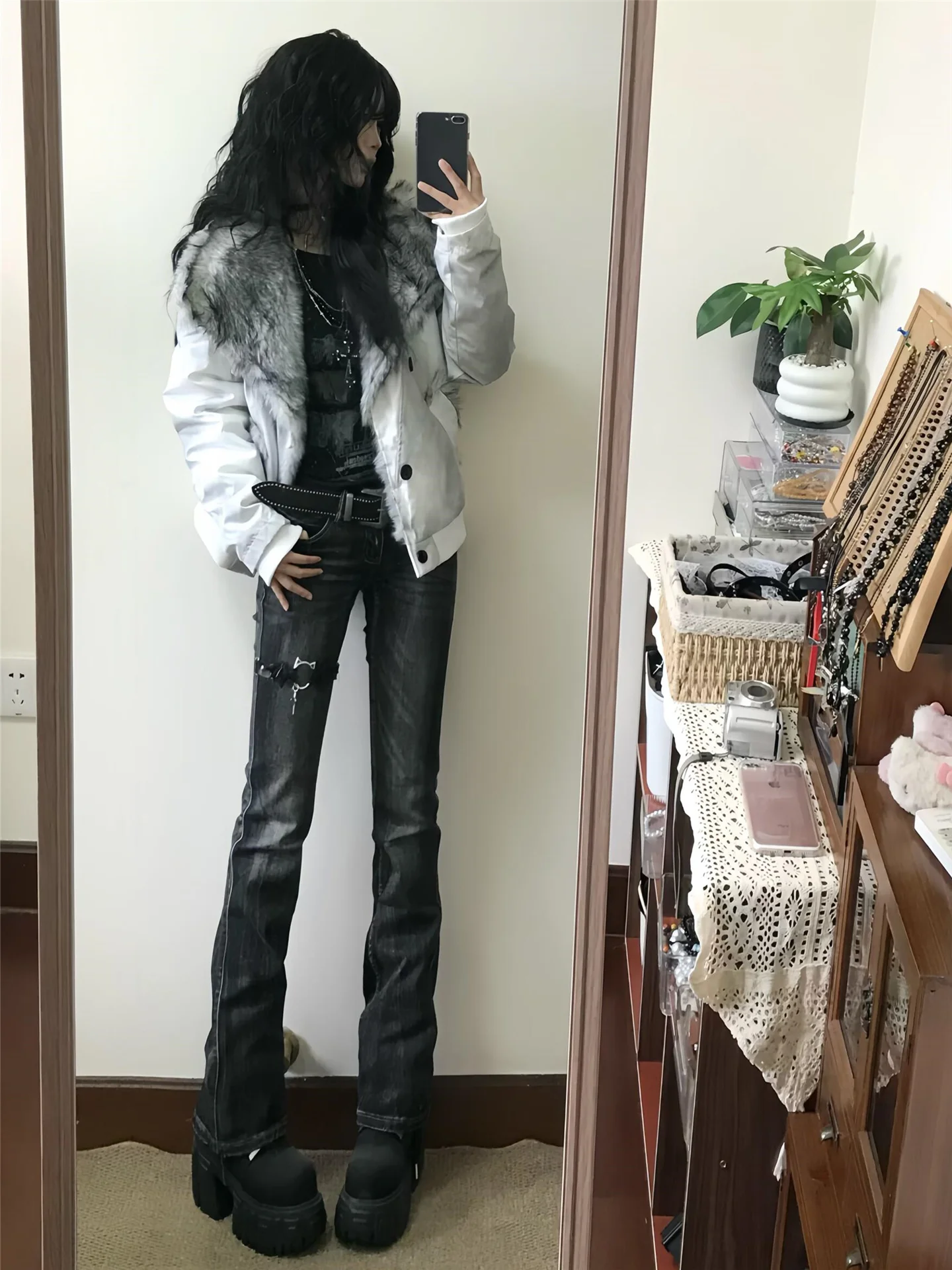 

High Waist Extended Length Bell Bottom Jeans Women's Slim Fit Vintage Low Waist Tight Jeans Spring Season Casual Cotton Denim