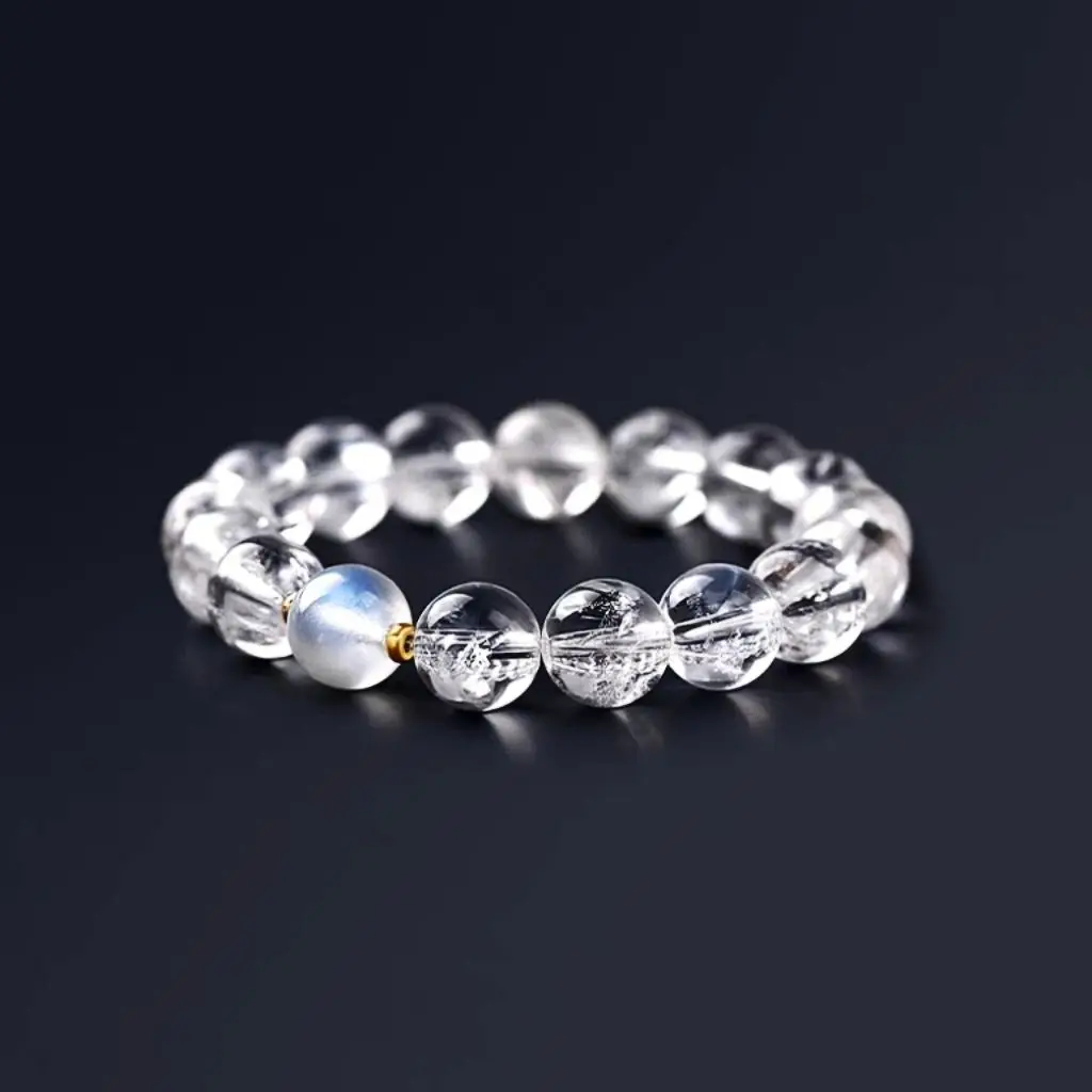 

UMQ Natural Fantian Aselette White Crystal Moonstone Couple Bracelet Good Luck Rosary DIY Bracelet