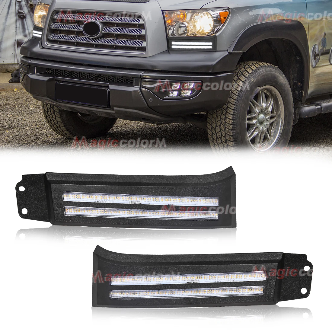 

Дневные ходовые огни для Toyota Tundra 2007 ~ 2013 фара для Sequoia 2008 ~ 2017 светодиодный передний бампер противотуманные фары автомобильные аксессуары 12 В